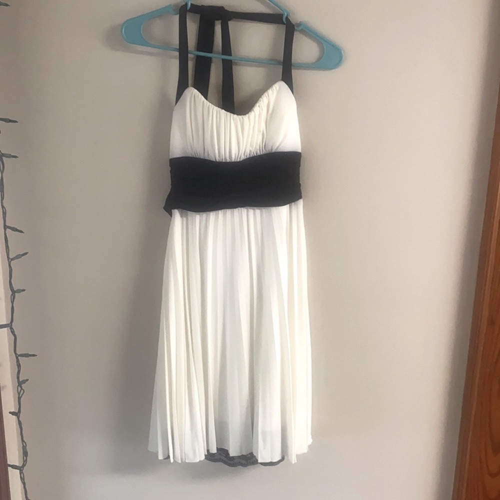 Off white and black formal halter top dress